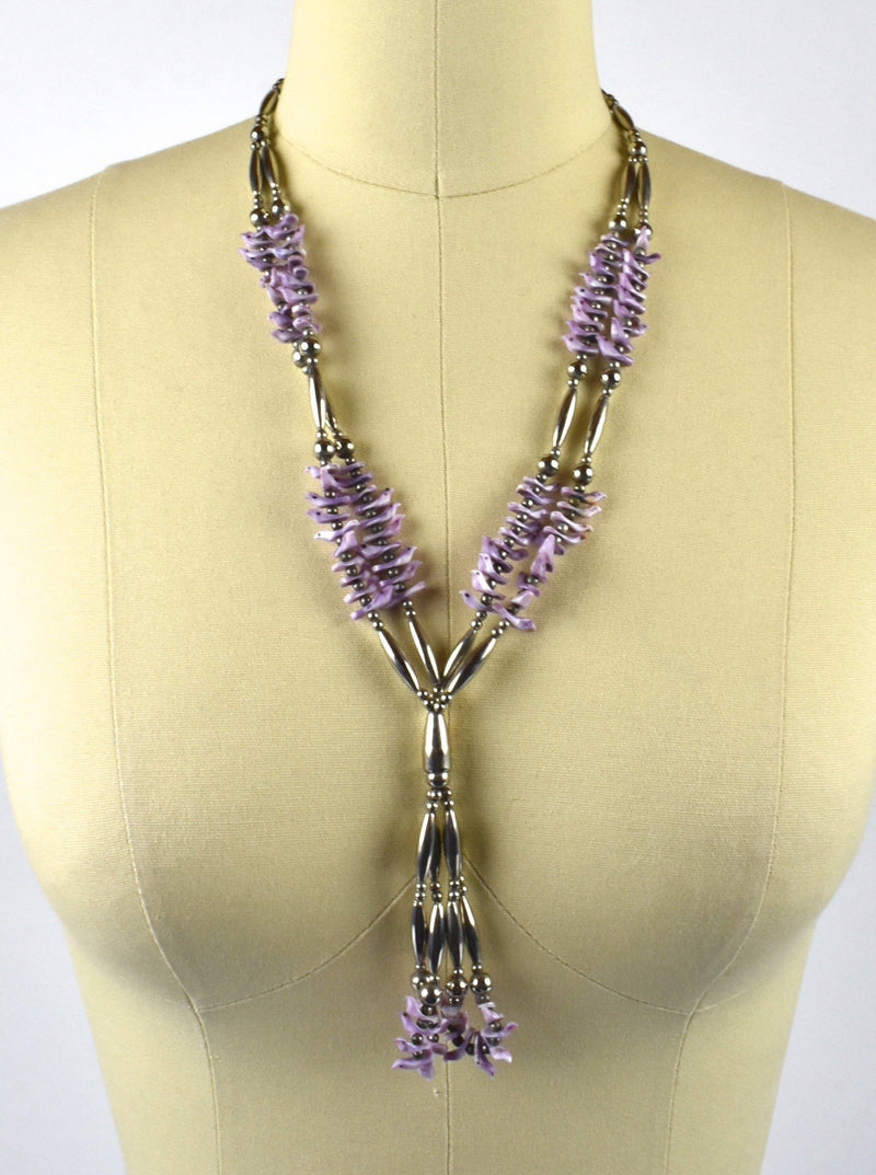 Layered Sterling Silver Diné (Navajo) Violet Bird Fetish Necklace