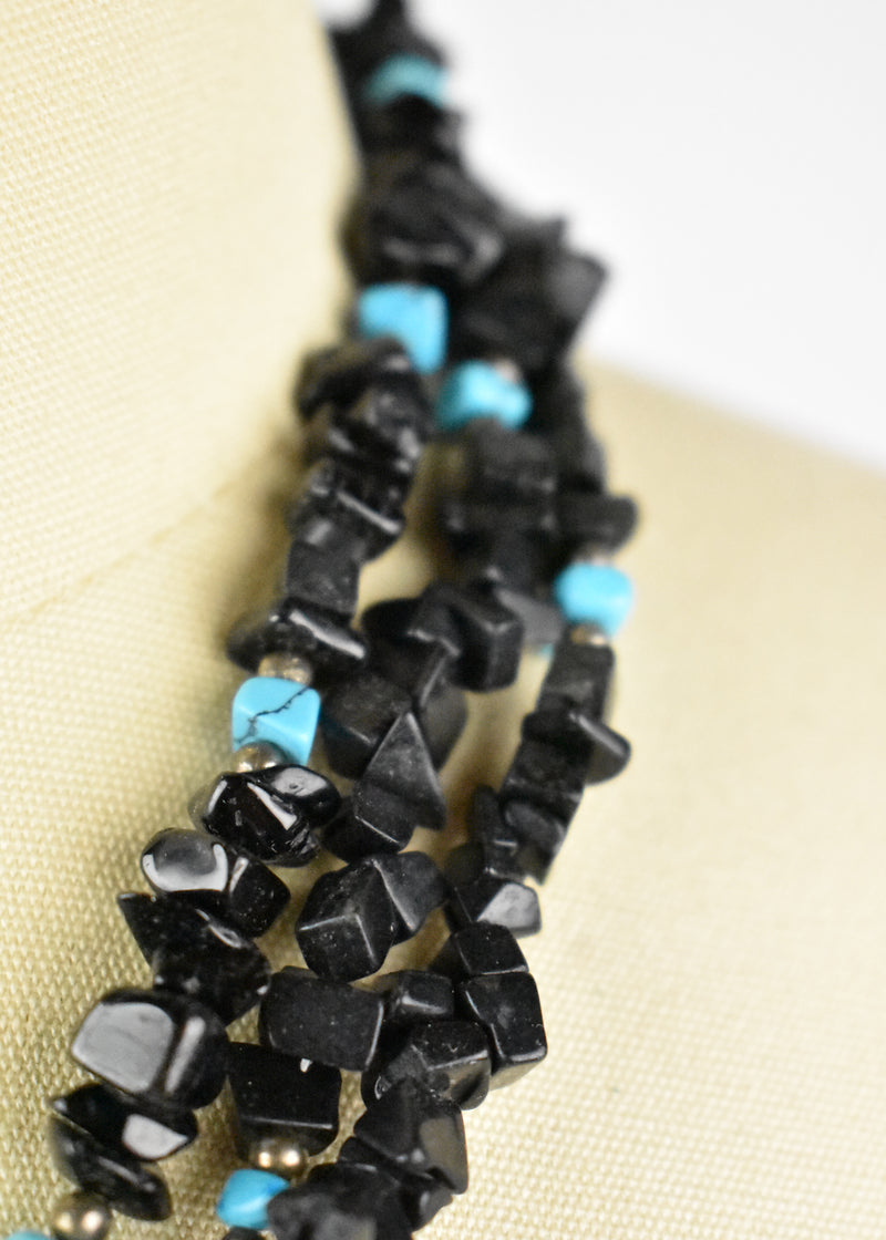 Onyx and Turquoise Choker with Matching Earrings
