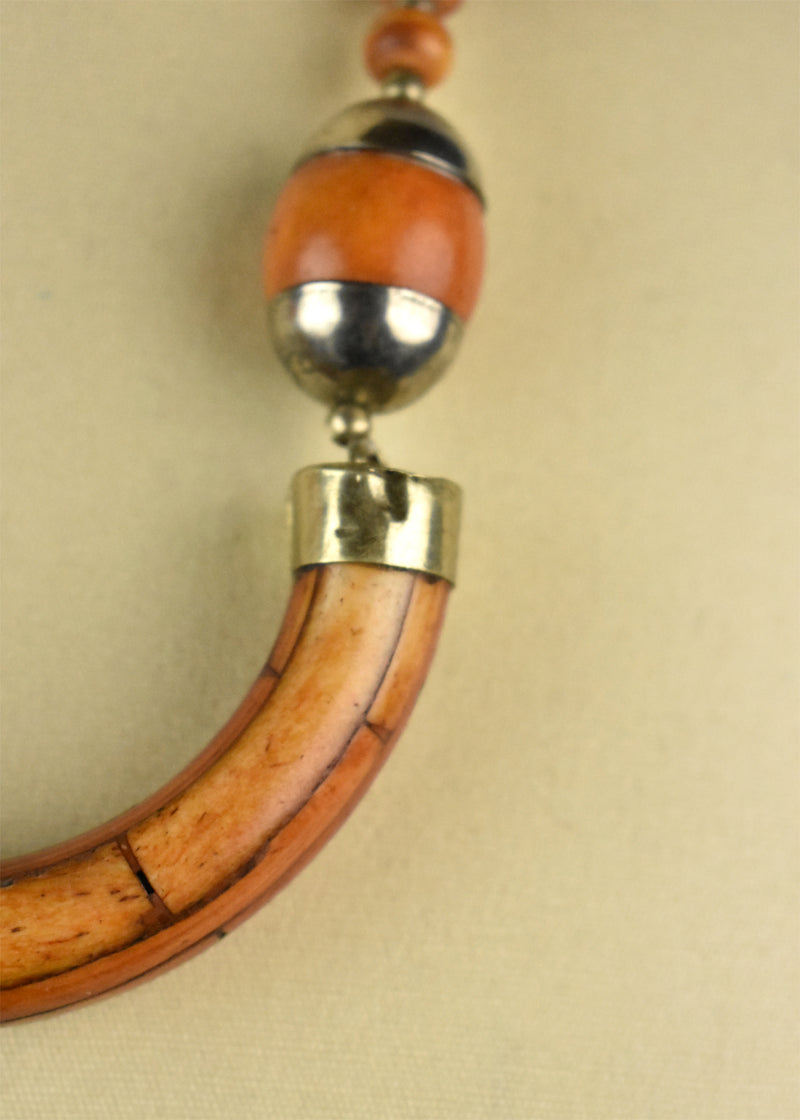 Bone and Silver Berber Necklace with Ashanti Beadwork