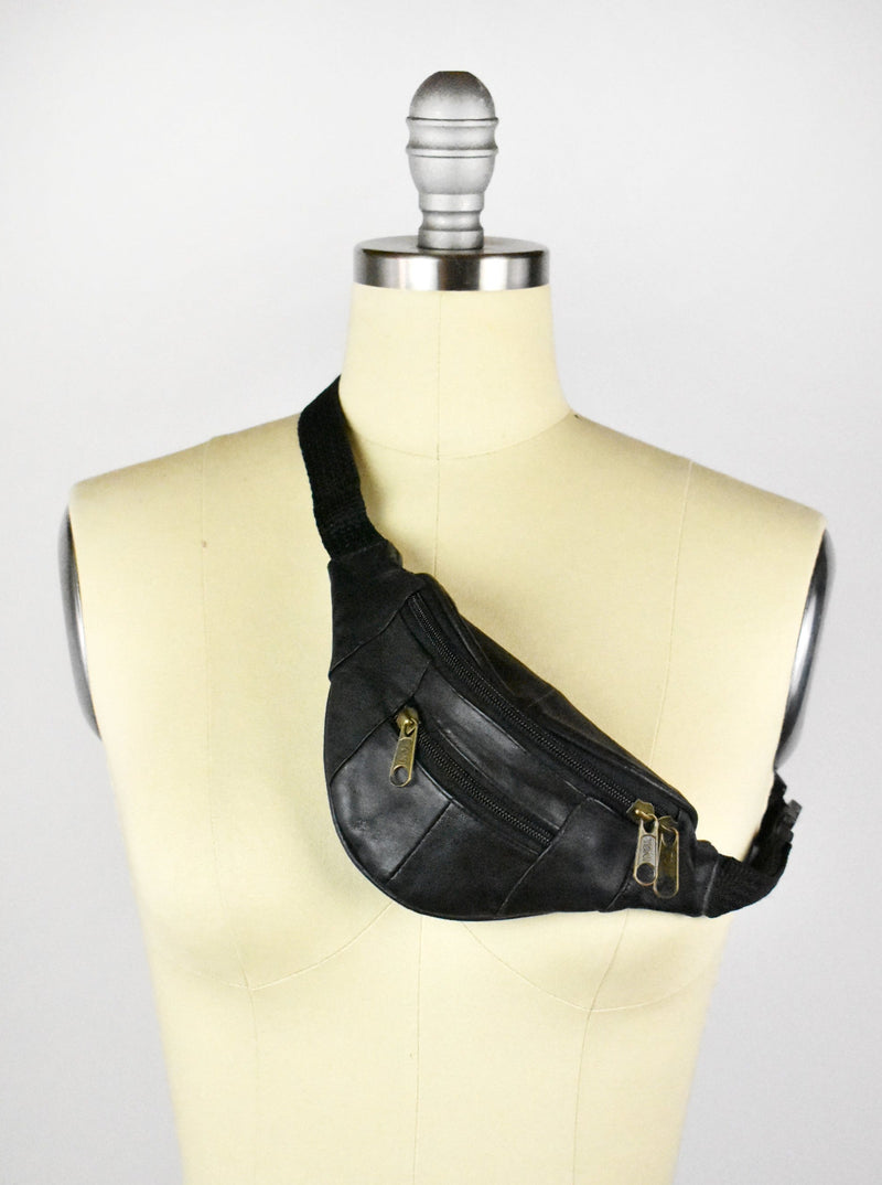 Vintage Black Leather Fannypack by TONI