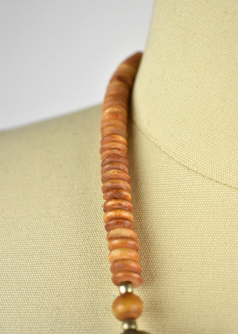 Bone and Silver Berber Necklace with Ashanti Beadwork