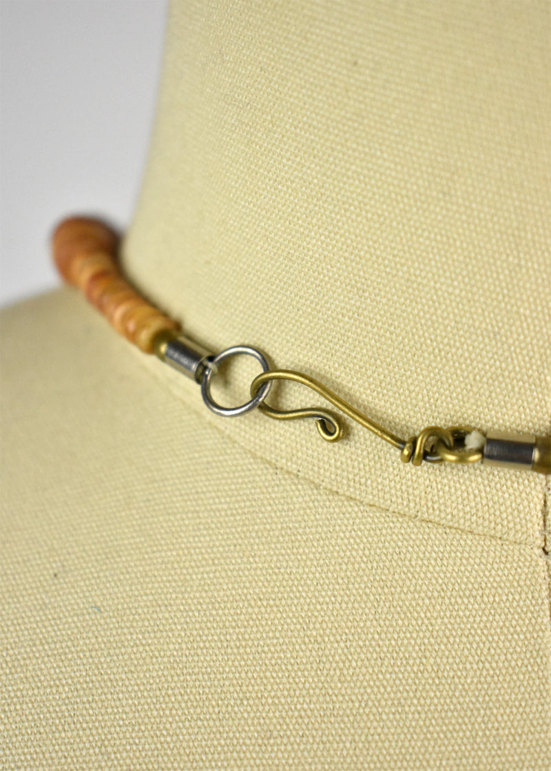 Bone and Silver Berber Necklace with Ashanti Beadwork