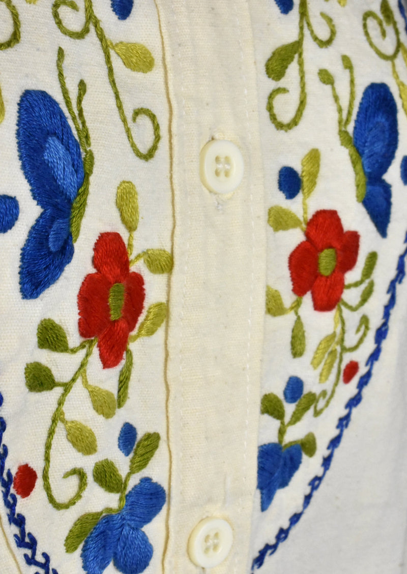 Vintage 1960's Hand Embroidered Mexican Blouse by Helen Cerda
