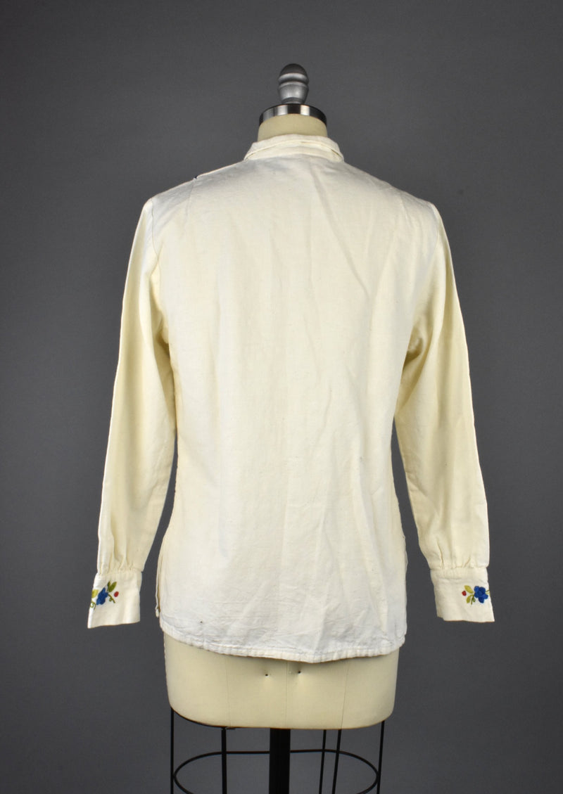 1960's Hand Embroidered Mexican Blouse by Helen Cerda