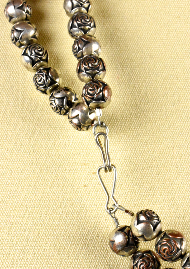 Rare Layered Sterling Silver Squash Blossom - 1941 Walking Liberty Naja with 1920'-1930's Buffalo Nickel Petals and Rose Beads