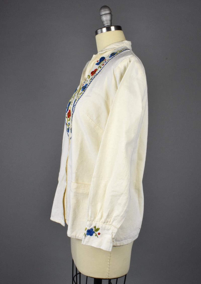 Vintage 1960's Hand Embroidered Mexican Blouse by Helen Cerda