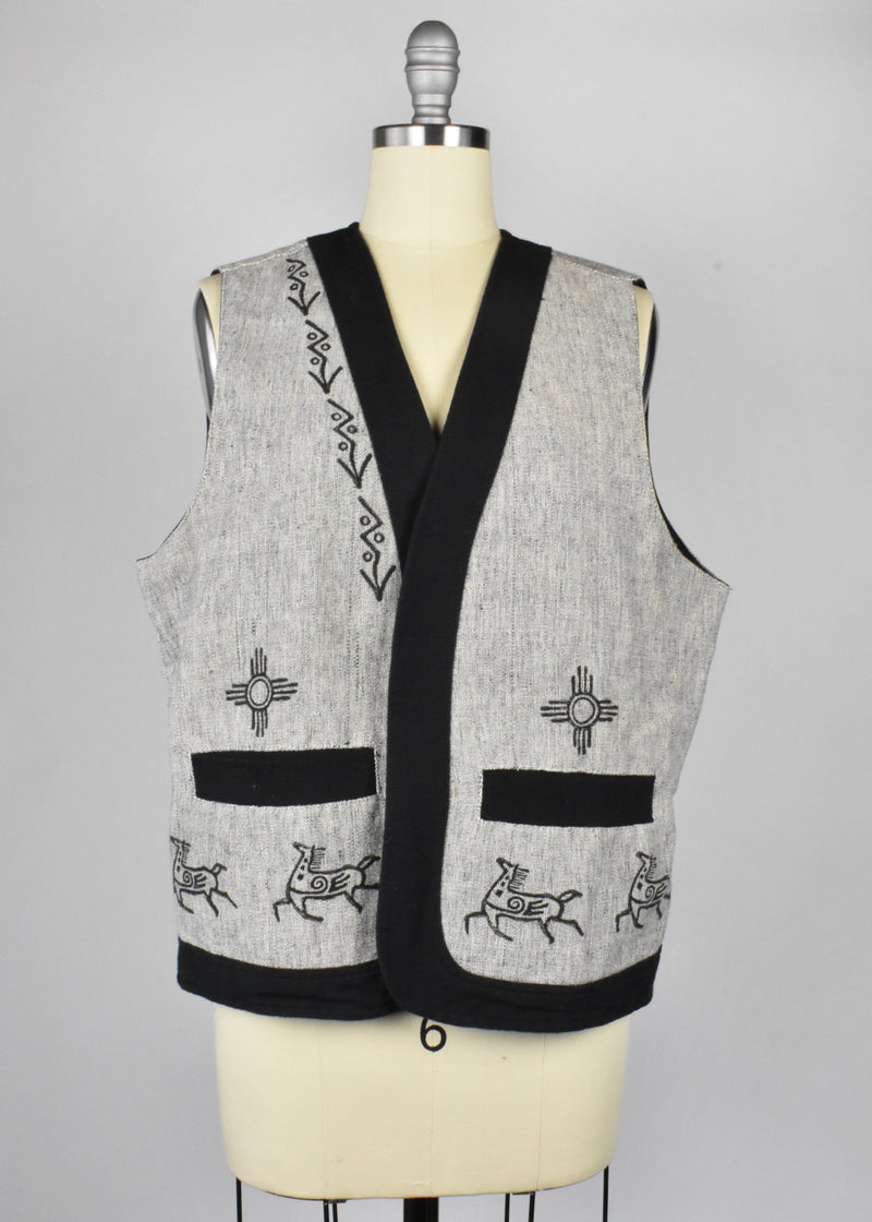 Southwestern Vest with Zias and Horses