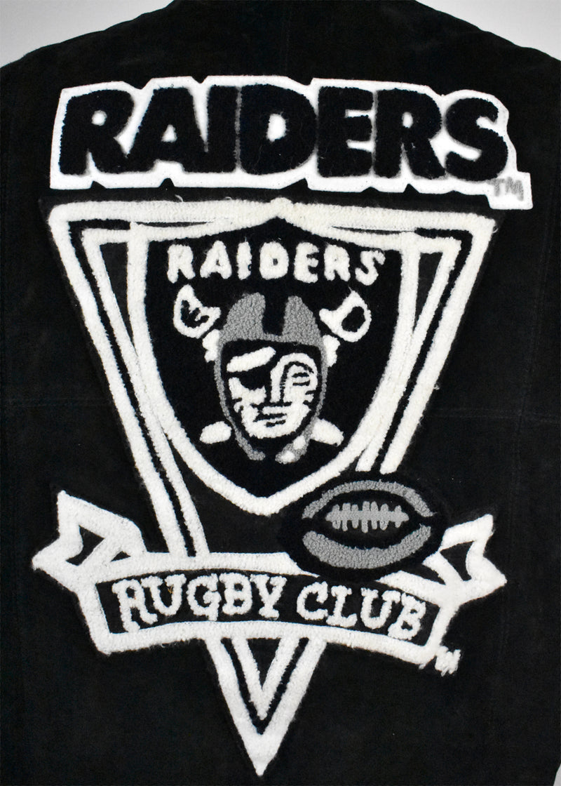 Raiders Football Varsity Letterman Jacket with Suede Sleeves by G-III and Carl Banks