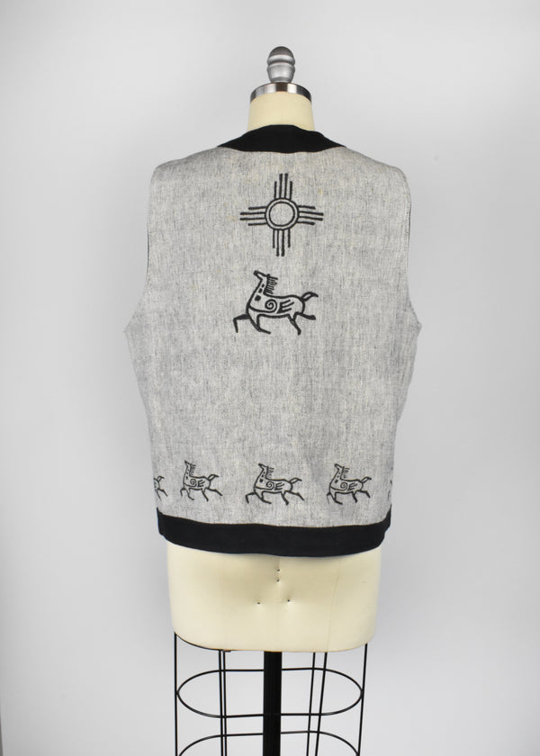 Vintage Southwestern Vest with Zias and Horses