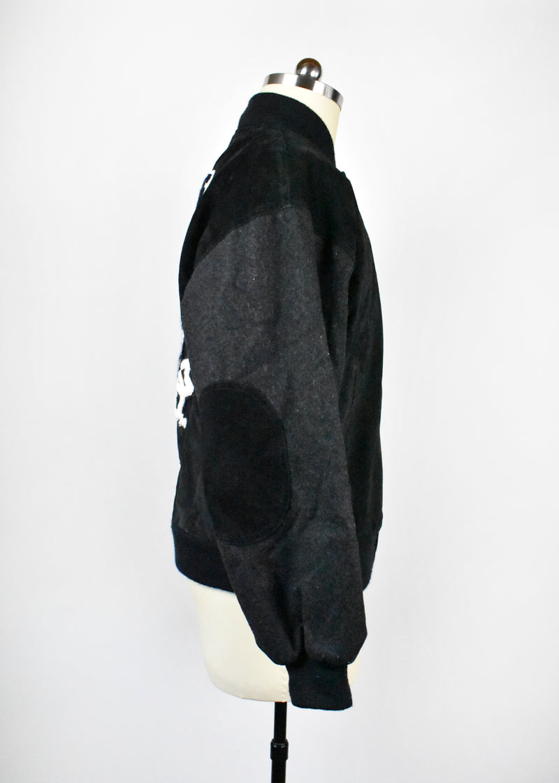Raiders Football Varsity Letterman Jacket with Suede Sleeves by G-III and Carl Banks
