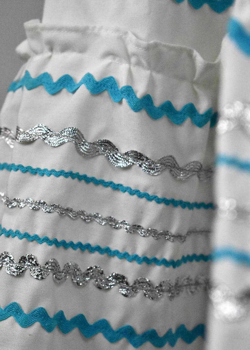 White, Turquoise and Silver Fiesta Dress