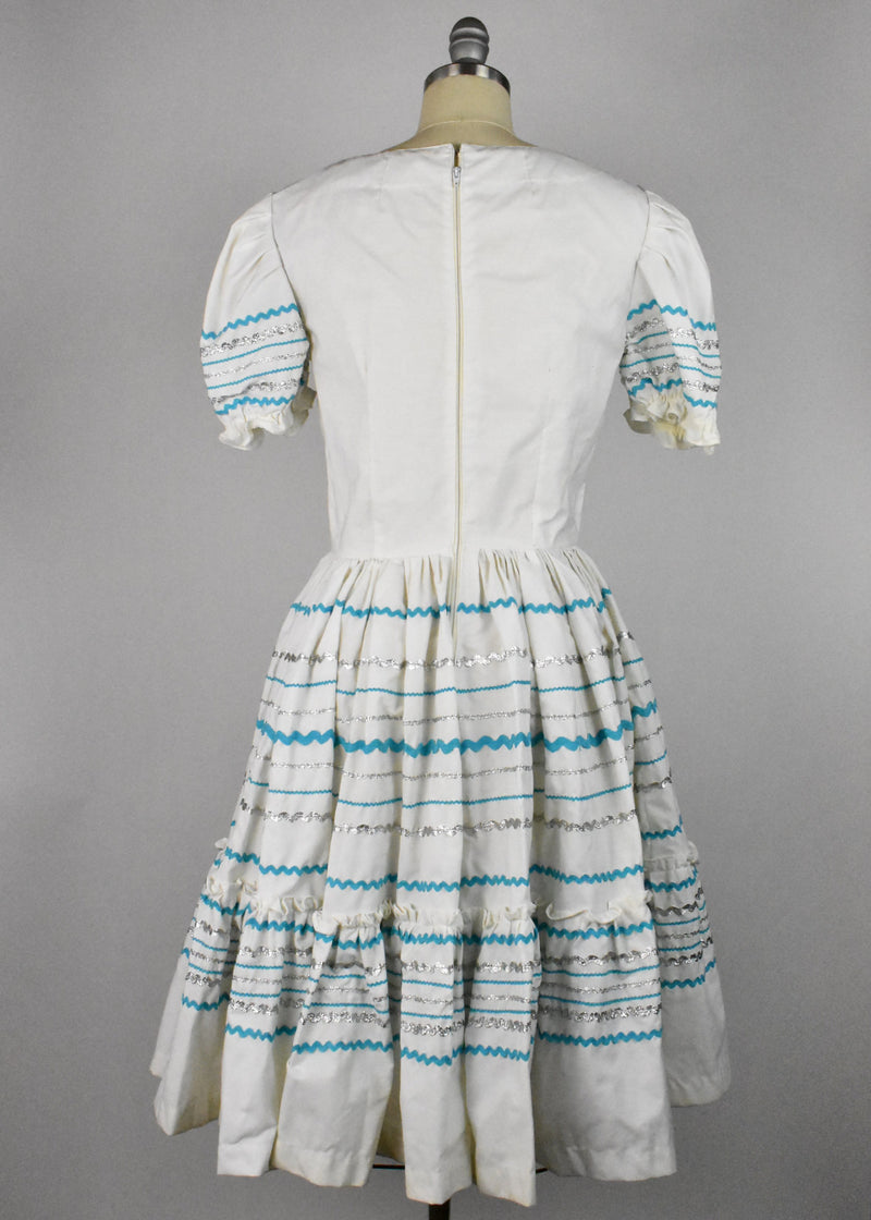 White, Turquoise and Silver Fiesta Dress