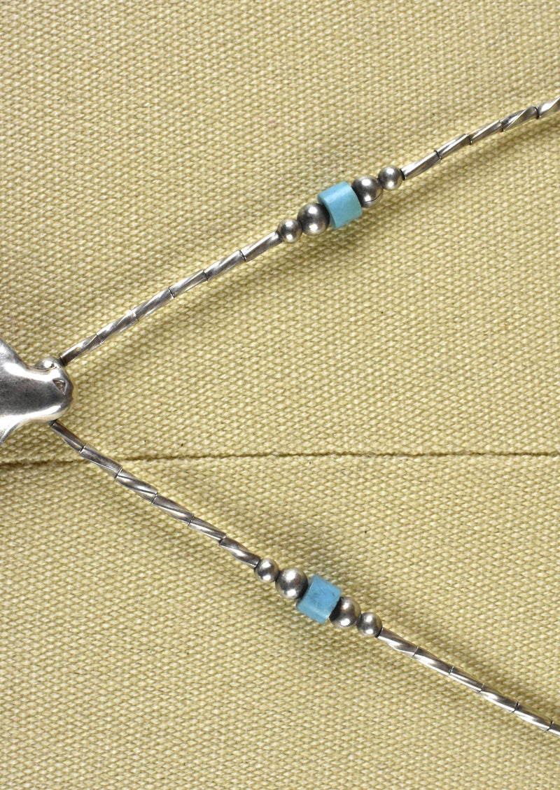 Sterling Silver Quail Pendant with Turquoise Flake on Sterling Silver Chain