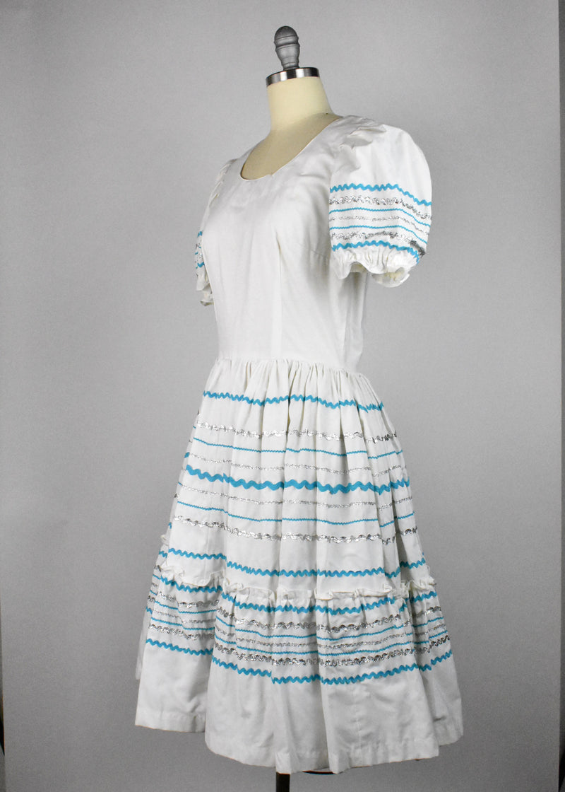 White, Turquoise and Silver Fiesta Dress
