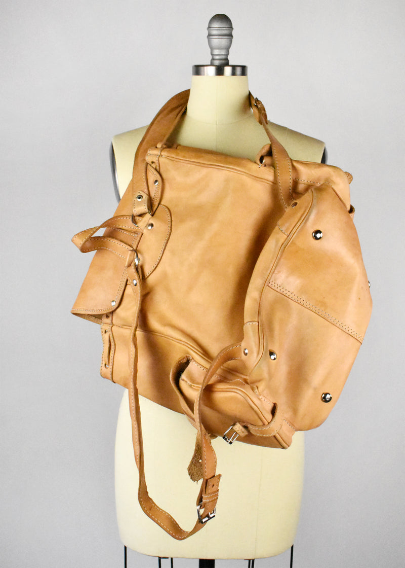 Large Multi-Pocket Leather Backpack