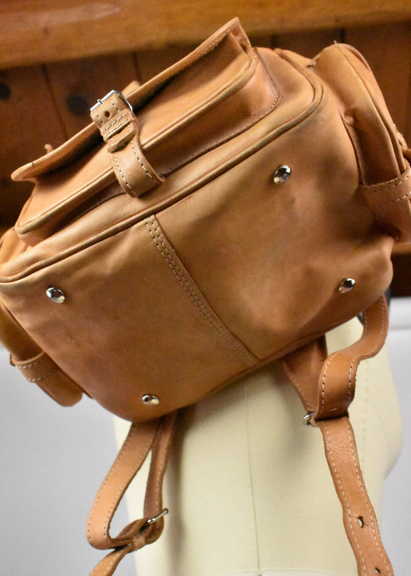Large Multi-Pocket Leather Backpack