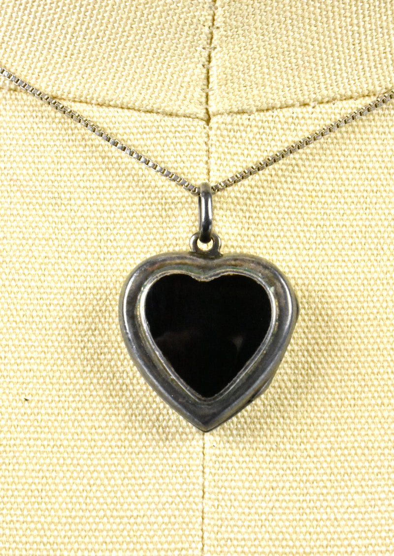 Black Heart Picture Locket - Sterling Silver