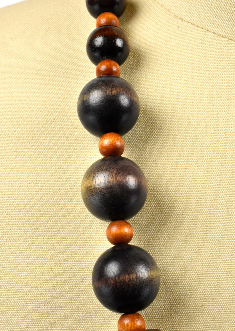 Large Wooden Ball Bead Boho Necklace