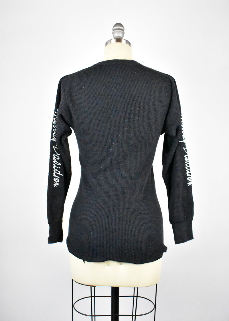 Harley Davidson Long Sleeve Waffle Knit Thermal with Rose Print