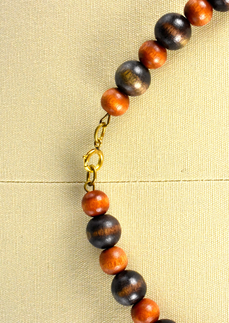 Large Wooden Ball Bead Boho Necklace