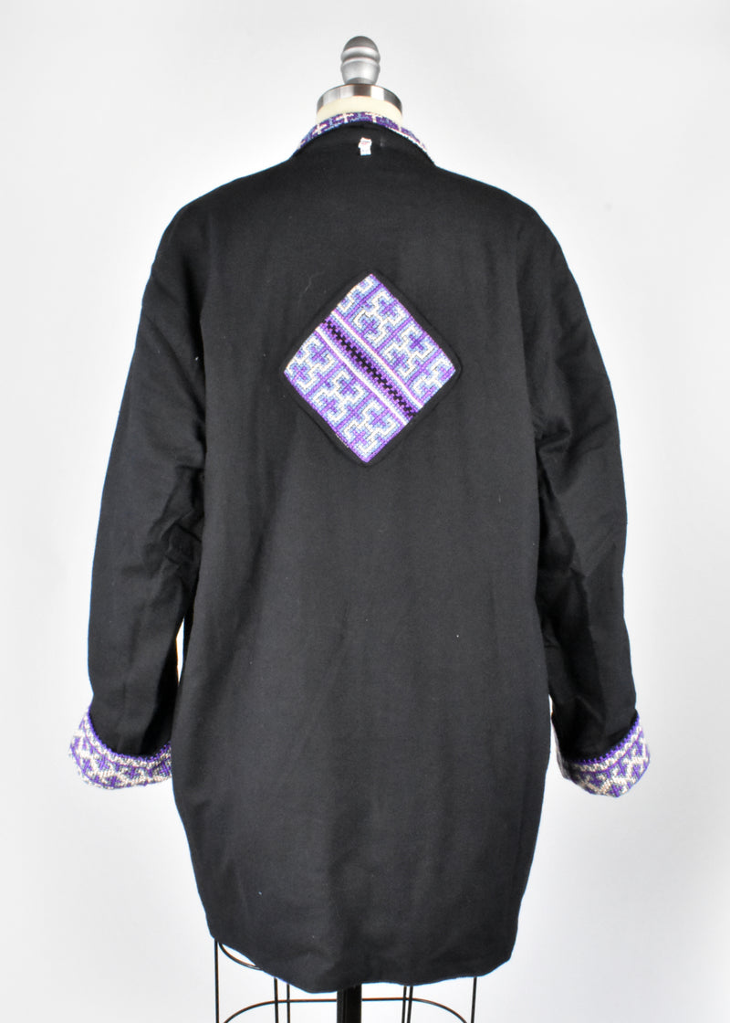 Purple & Black Reversible Cross Stitch Jacket