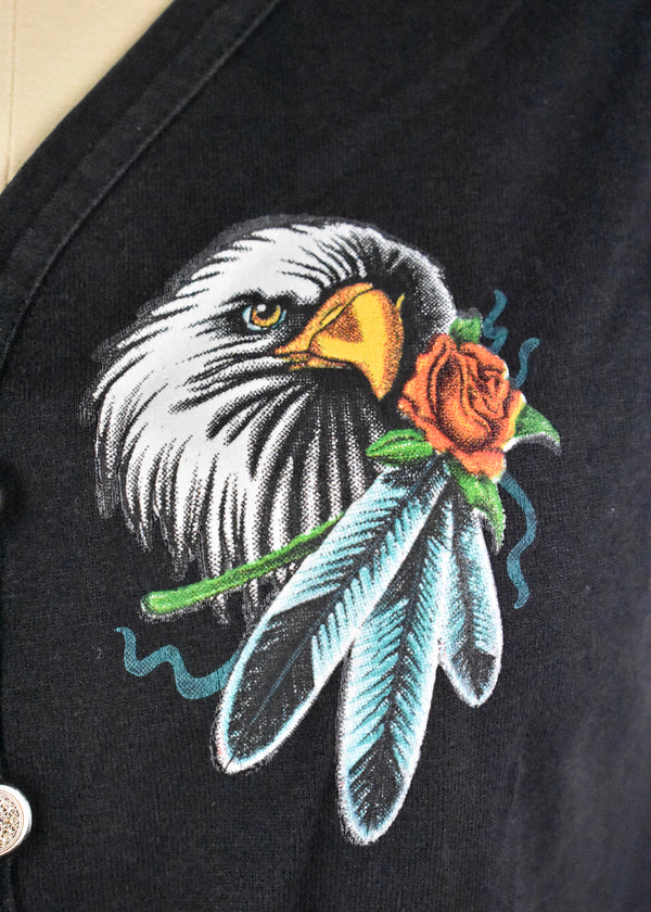 1980's Bald Eagle and Red Rose Biker Tank Top