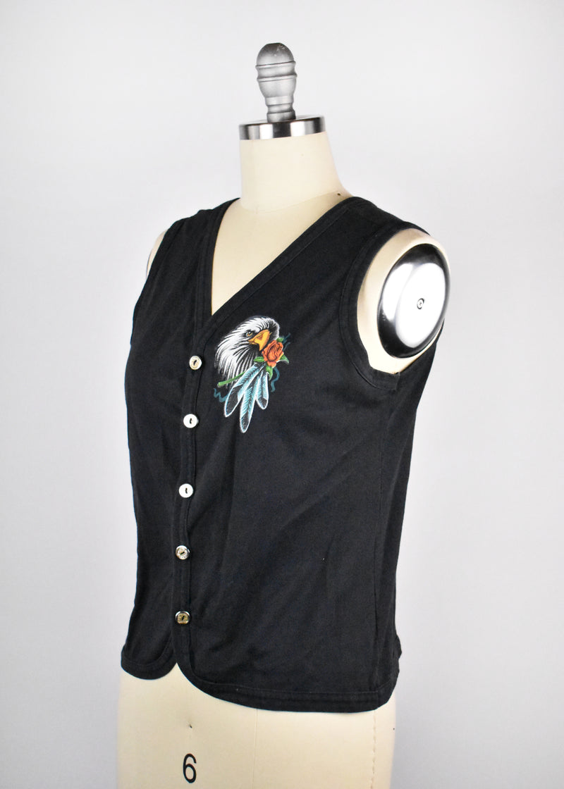 1980's Bald Eagle and Red Rose Biker Tank Top