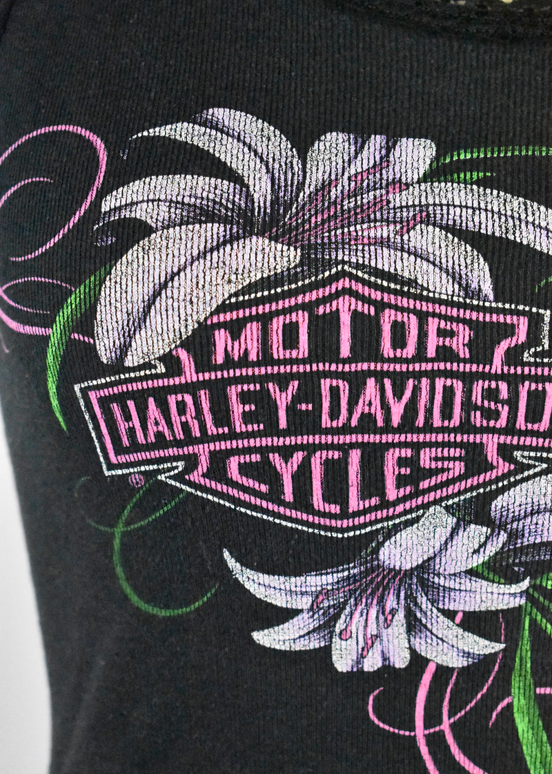 Women's 1989 Harley Davidson Sturgis Tank Top with Hibiscus Flowers