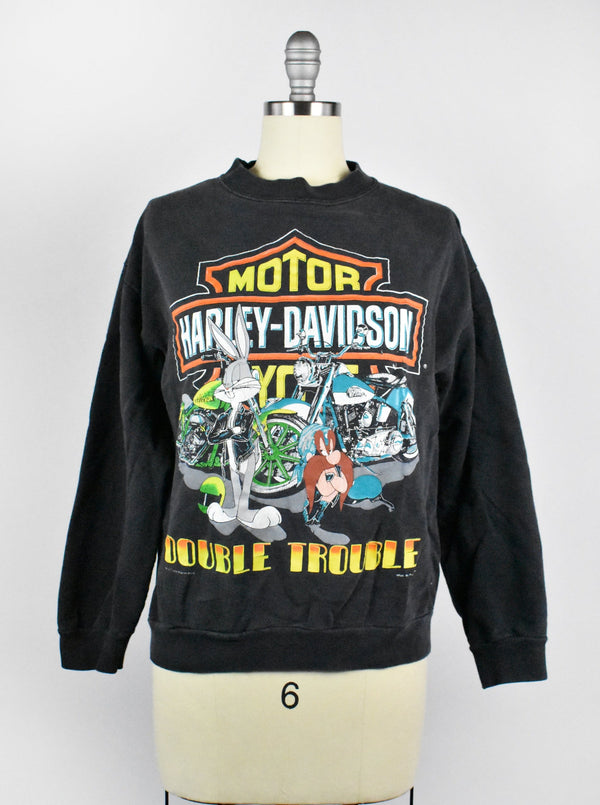 Vintage 1990's Harley Davidson Bugs Bunny and Yosemite Sam "Double Trouble" Sweatshirt