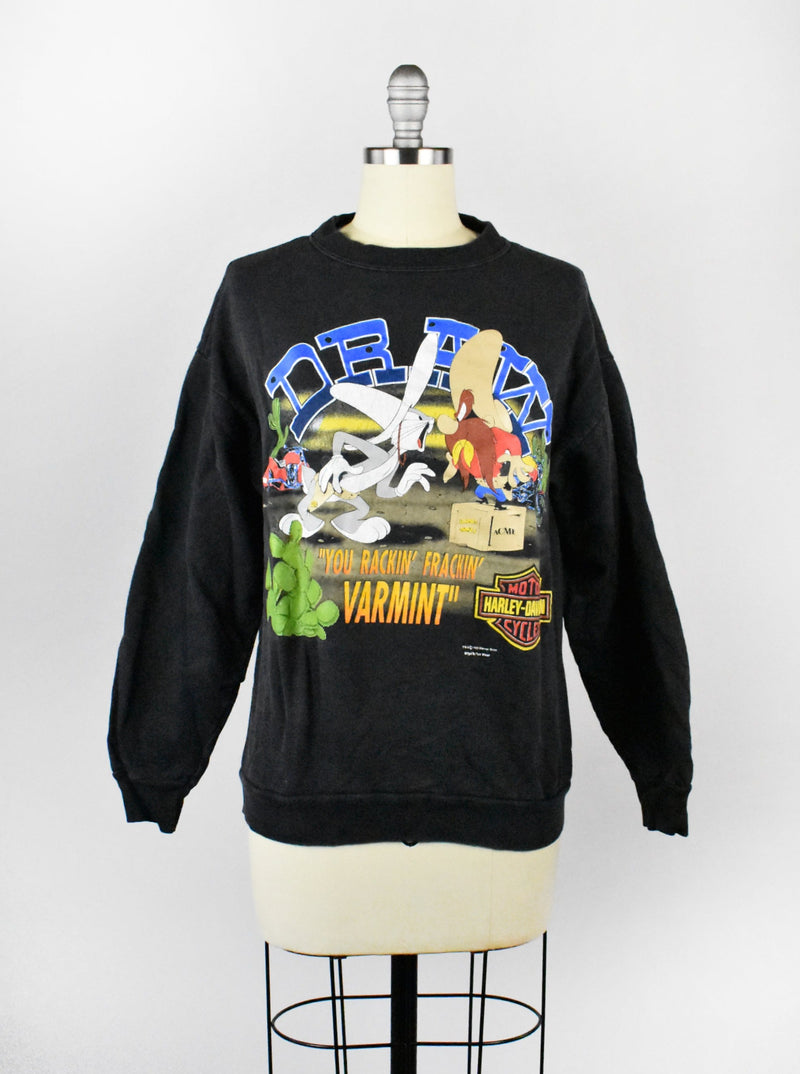 Vintage 1990's Harley Davidson Bugs Bunny and Yosemite Sam "Draw" Sweatshirt
