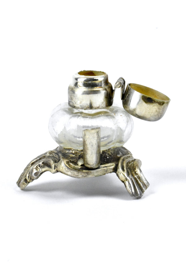 Antique 1800's Sterling Silver and Glass Inwell