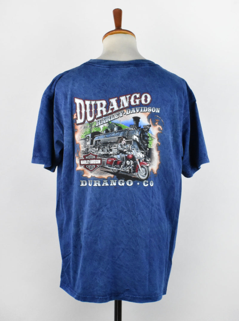 Blue Harley Davidson T-Shirt from Durango, Colorado - Made in the USA