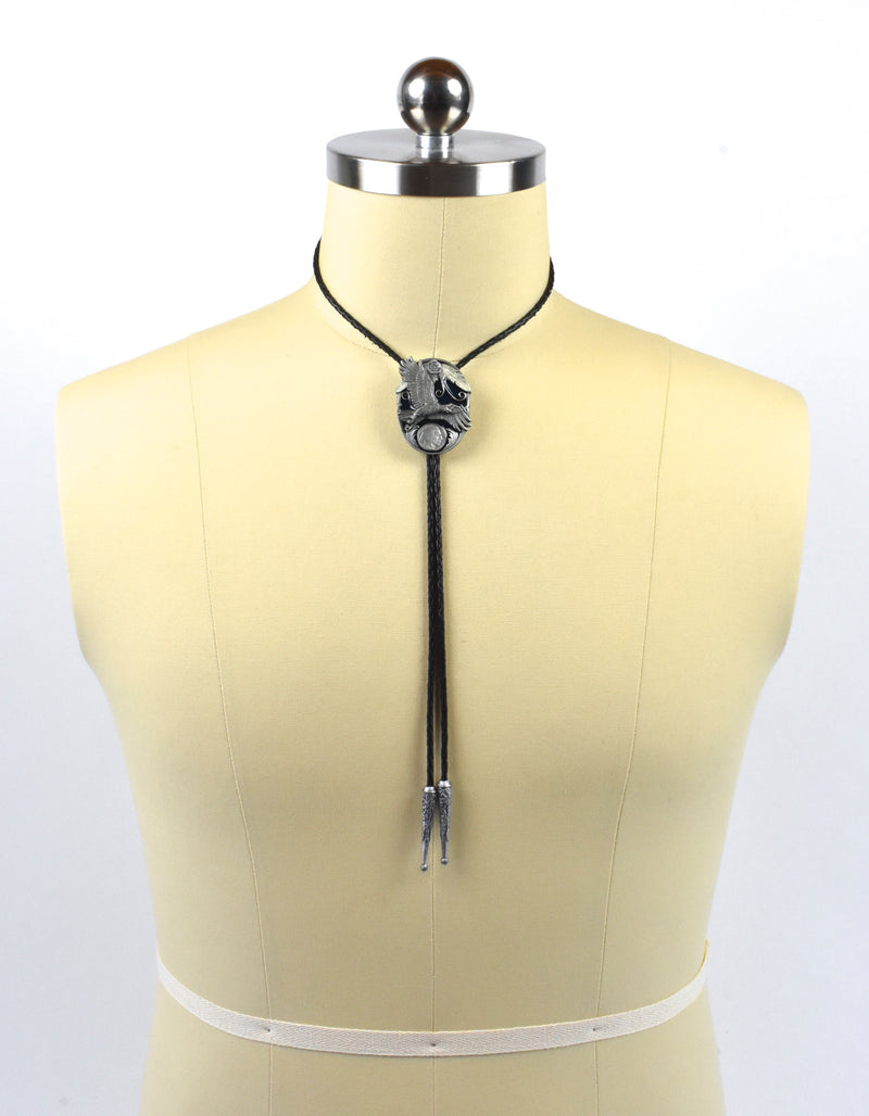 1995 Soaring Eagle and Buffalo Nickel Bolo Tie by Siskiyou Buckle Company, Made in the USA