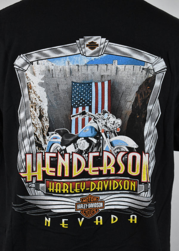 Vintage Varga Girl Harley Davidson T-Shirt from Henderson, NV - Hoover Dam on Back