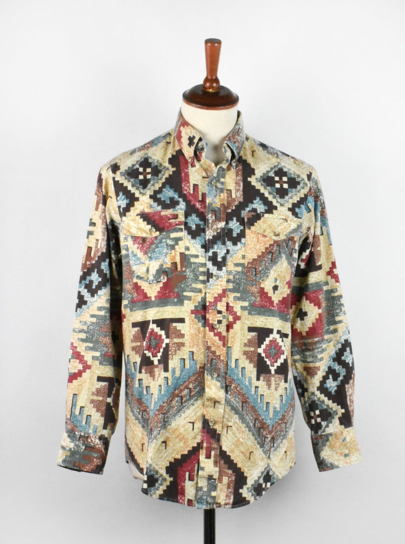 Vintage All Around Southwestern Print Cowboy Shirt - Rough Riders by Circle T