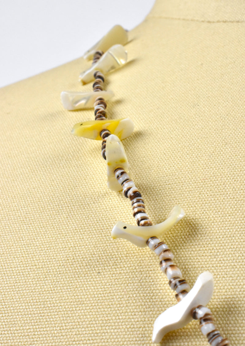 Shell and Mother of Pearl Bird Fetish Necklace