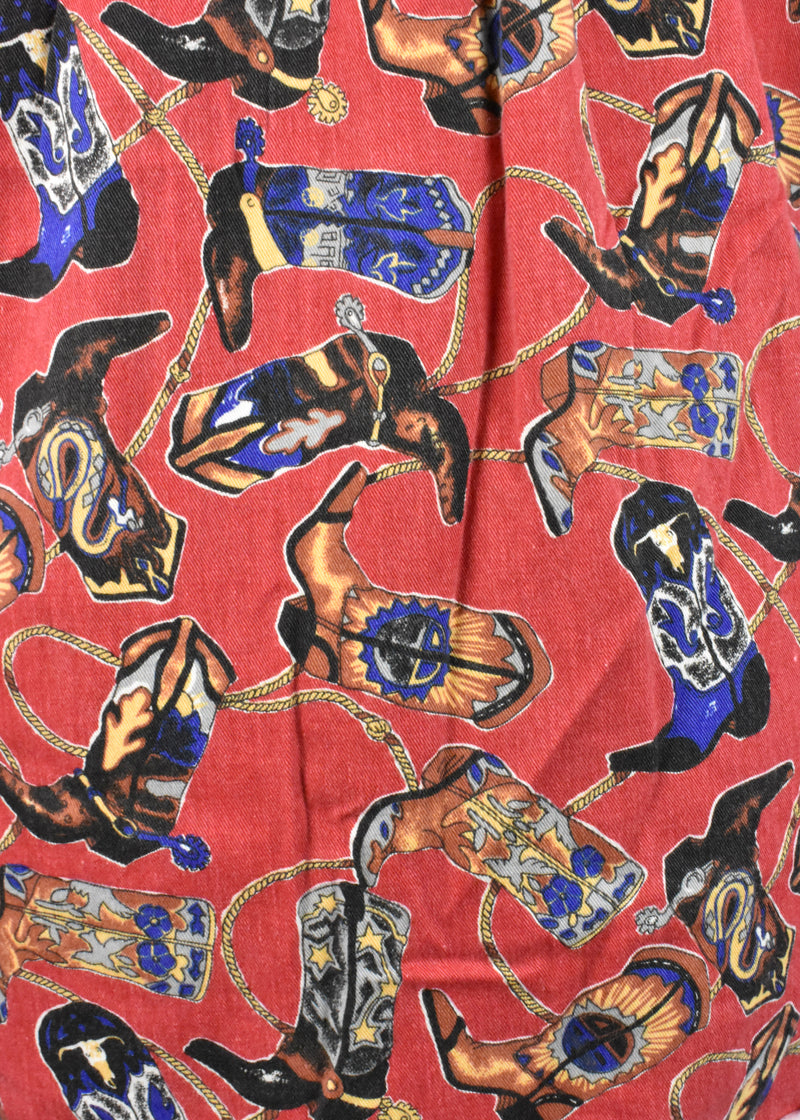 Vintage Cowboy Boot All Around Print Shirt by Mareh, Made in the USA
