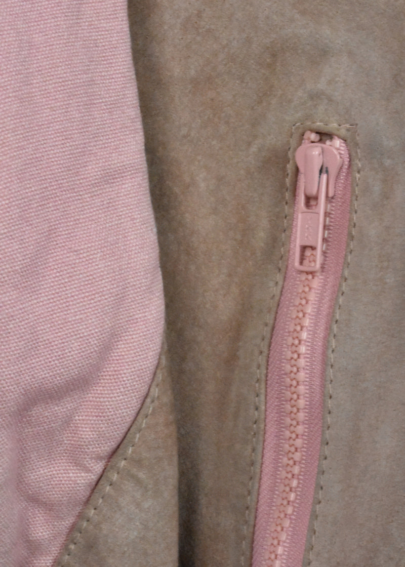1980's Pink and Tan Suede Leather Jacket