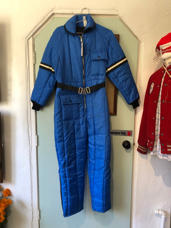 70's Ladies Blue Snow Suit w/Sport Stripes