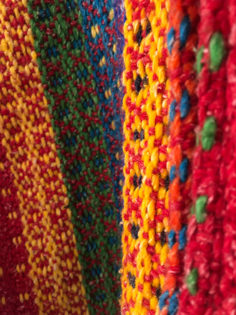 Colorful Wool Cardigan w/Pockets and Drawstring