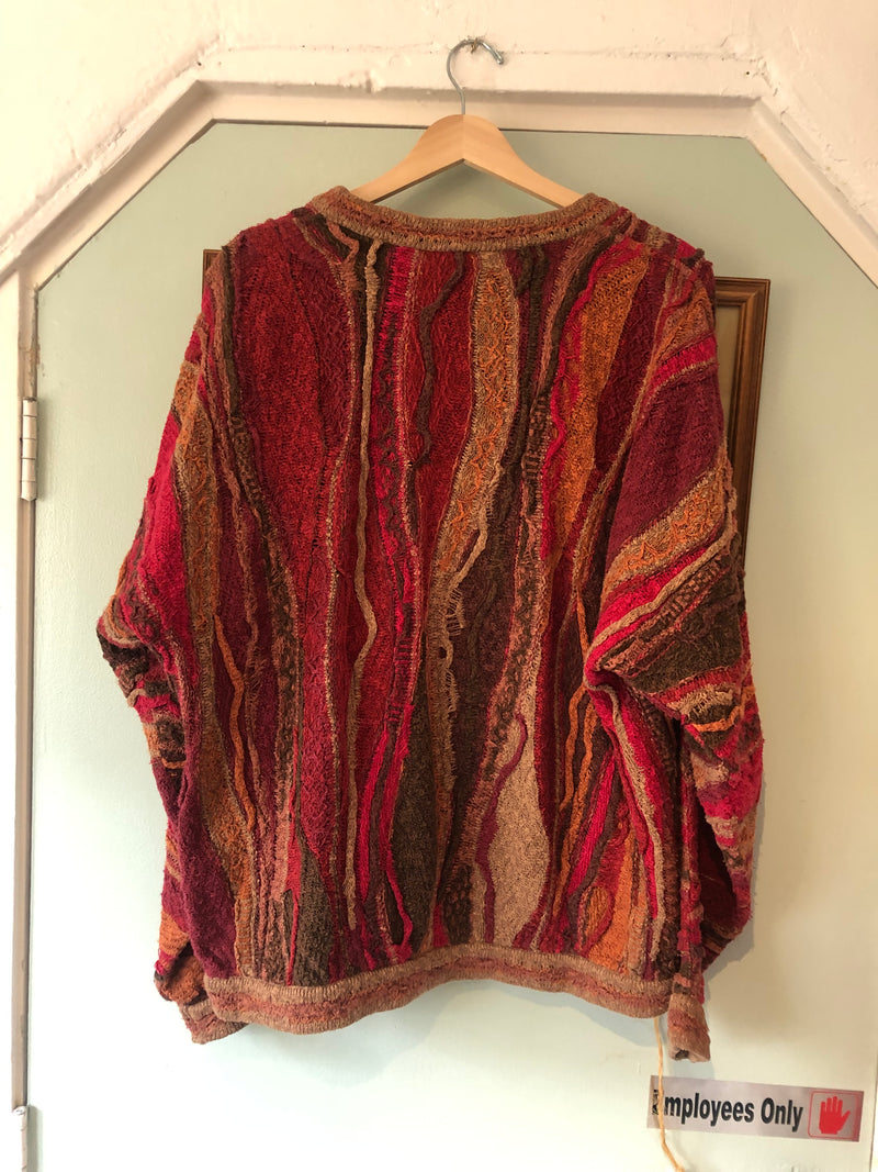 Red and Earthtone Coogi Classic Sweater - Medium