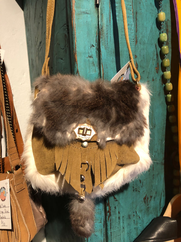 Rabbit Fur and Suede Purse