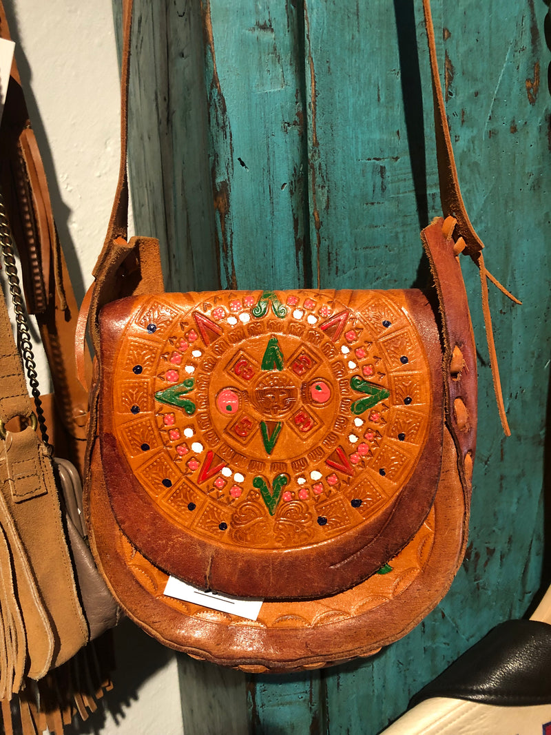 70's Aztec Calendar Shoulder Purse