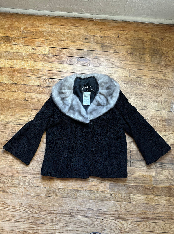 Black Persian Lamb Jacket with Mink Collar by Evans