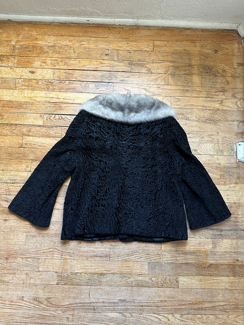 Black Persian Lamb Jacket with Mink Collar by Evans
