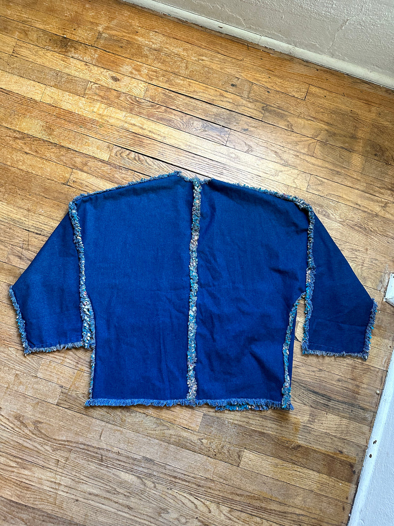 Reversible Denim and Native American Jacket with Fringe