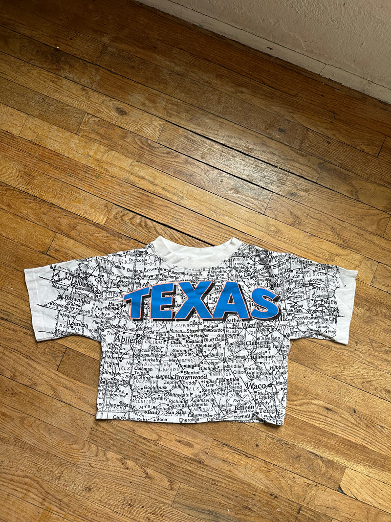 Cropped Texas Road Map Tee
