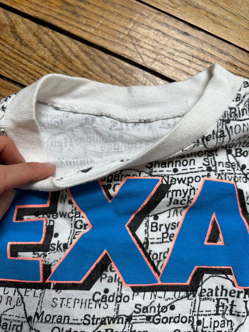 Cropped Texas Road Map Tee