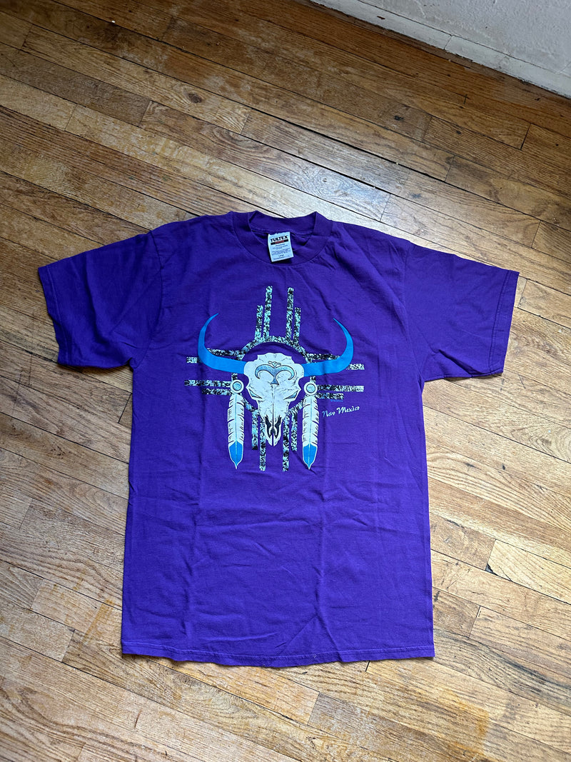 1990's Purple New Mexico Zia Bull Skull Tee