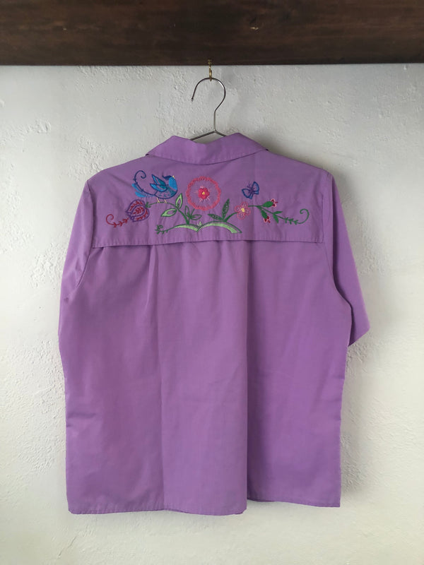 Purple Shirtstop Top with Embroidery